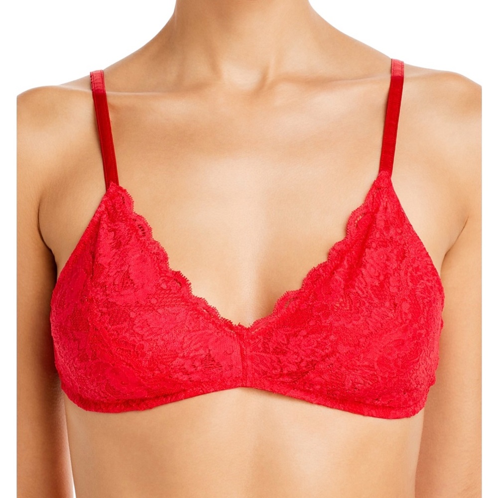 COSABELLA Wireless Never Say Never Triangle Bralette Lace Red Rosetto Size Small